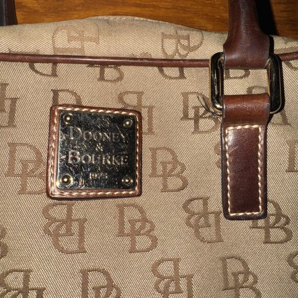 Vintage Dooney & Bourke Canvas Leather Satchel Hand Bag AuthenticConfirmed Small - Picture 2 of 9